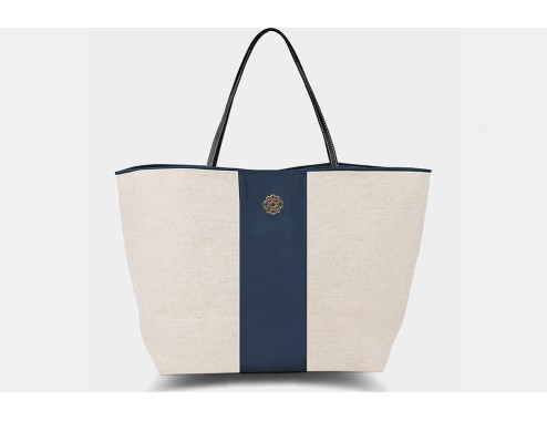 MY SHOPPING MINIMAL CANVAS LEATHER NAVY