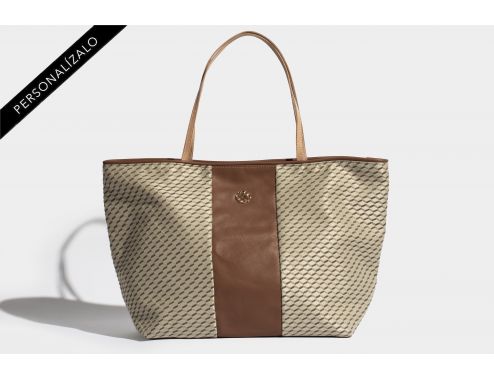 BOLSO SHOPPER CUBIC AND LEATHER HABANA